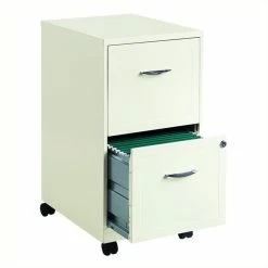 Promo 🔔 Trent Home Lineal 2 Drawer Metal Steel File Cabinet In Pearl White ✔️