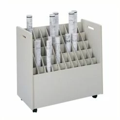 Deals 🔥 Pemberly Row 50 Compartment Mobile Wood Roll Files Storage In Putty 😉