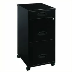 Best Pirce ⌛ Pemberly Row Mobile 3 Drawer Metal File Cabinet In Black 💯