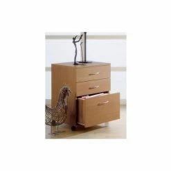 Discount 🔥 Bowery Hill 3 Drawer Lateral Mobile Filing Cabinet In Natural Maple 😉 -Mobile Sales Store 1579792 1579795 L