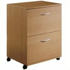 Best reviews of 🔔 Bowery Hill 2 Drawer Mobile Vertical Filing Cabinet In Natural Maple 🤩