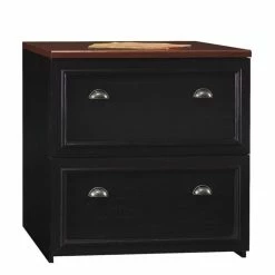 Best Pirce 👏 Bowery Hill 2 Drawer Lateral File Cabinet In Black And Cherry 🔥
