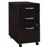 Outlet 🛒 Bowery Hill 3 Drawer Mobile Pedestal In Mocha Cherry ⌛