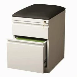 Best Pirce 🌟 Scranton & Co Mobile Seat Box-File Cabinet In White 💯