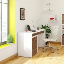 Cheap 🤩 Atlin Designs 3 Drawer Filing Cabinet In White And Walnut ❤️ -Mobile Sales Store 1814492 4 L