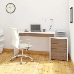 Cheap 🤩 Atlin Designs 3 Drawer Filing Cabinet In White And Walnut ❤️ -Mobile Sales Store 1814492 5 L