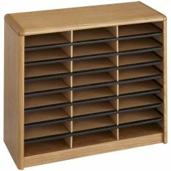 Coupon ⭐ Scranton & Co 24 Compartment WoodFlat Files Organizer In Medium Oak 🌟