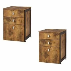 Best Pirce 😍 Home Square (Set Of 2) 3 Drawer File Cabinet In Antique Nutmeg 🤩
