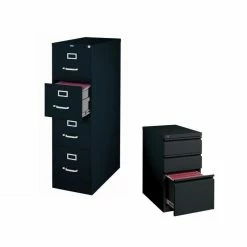 New π― Hirsh Industries LLC 2 Piece Value Pack Black Vertical 4 And 3 Drawer Mobile Filing Cabinet π