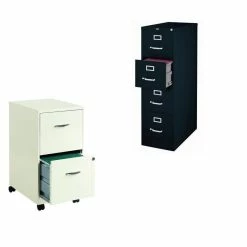 Coupon π― Hirsh Industries LLC 2 Piece Value Pack Black 4 Drawer And White Mobile File Cabinet π―