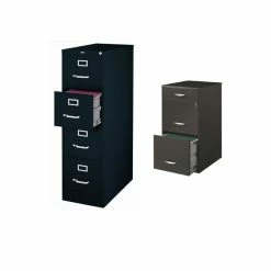 New ⭐ Hirsh Industries LLC 2 Piece Value Pack 4 And 3 Drawer File Cabinet In Black And Charcoal 💯