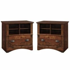 Promo 🔥 Sauder (Set Of 2) Rustic 1 Drawer Lateral File Cabinet In Curado Cherry 🛒
