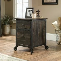 Cheap 🛒 Sauder Steel River 2-Drawer Mobile File Cabinet In Carbon Oak/Black 👏 -Mobile Sales Store 1927298 10 L