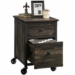 Cheap 🛒 Sauder Steel River 2-Drawer Mobile File Cabinet In Carbon Oak/Black 👏 -Mobile Sales Store 1927298 12 L