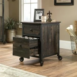 Cheap 🛒 Sauder Steel River 2-Drawer Mobile File Cabinet In Carbon Oak/Black 👏 -Mobile Sales Store 1927298 13 L