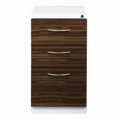 Promo 🌟 Hirsh Industries LLC Hirsh 20-in Deep Mobile Pedestal 3-Drawer Metal Box/Box/File. White/Walnut ✔️ -Mobile Sales Store 1928921 2 L