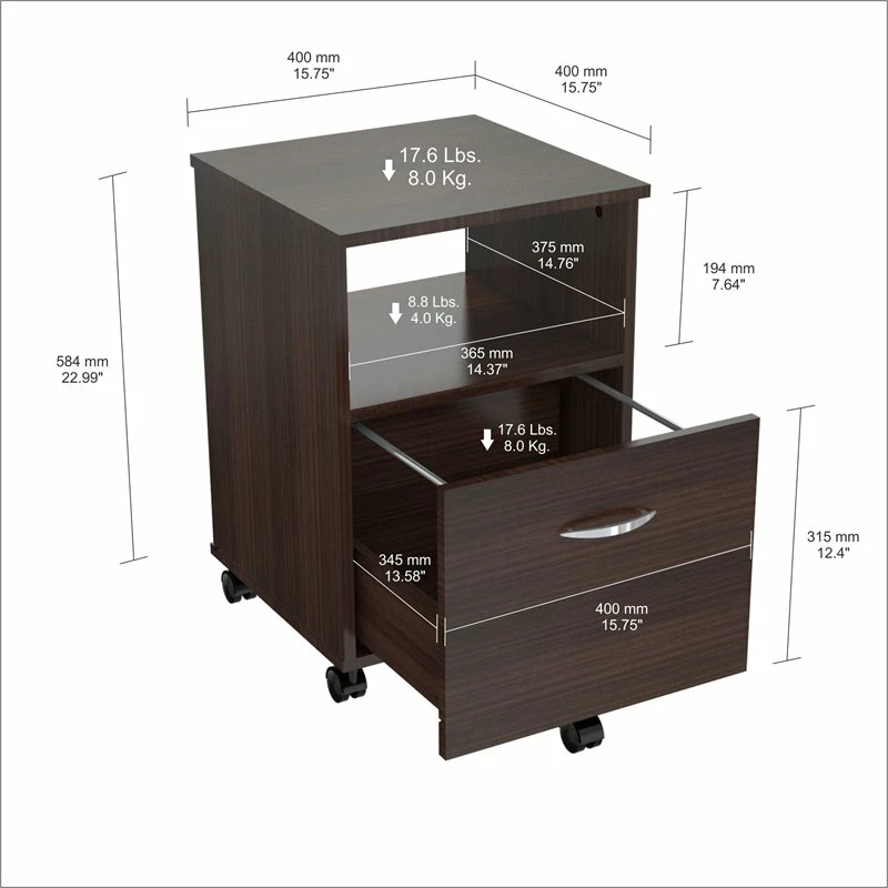 Hot Sale ✔️ Inval America Uffici Espresso Mobile File Cabinet 🛒 6 Hot Sale ✔️ Inval America Uffici Espresso Mobile File Cabinet 🛒 - Image 6