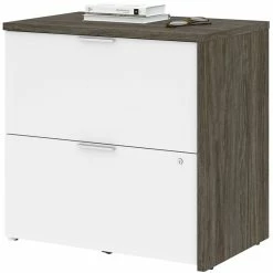 Best deal 🌟 Bestar Gemma 2 Drawer Lateral File Cabinet In Walnut Gray And White 🎁 -Mobile Sales Store 1979116 2 L