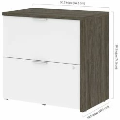 Best deal 🌟 Bestar Gemma 2 Drawer Lateral File Cabinet In Walnut Gray And White 🎁 -Mobile Sales Store 1979116 7 L