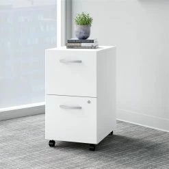 Promo 🛒 BBF Easy Office 2 Drawer Mobile File Cabinet In Pure White - Engineered Wood ⌛ -Mobile Sales Store 1994192 1 L