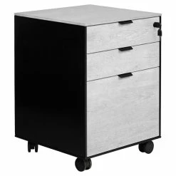 Flash Sale 🔔 Unique Furniture Oslo 3-drawer Ash Wood Mobile Pedestal In White Matte Lacquer 🎁
