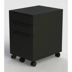 Cheapest ⌛ Unique Furniture Engineered Wood Mobile Pedestal In Black With Castors 😉 -Mobile Sales Store 2005815 5 L