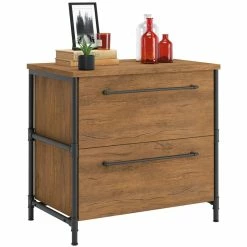 Cheap 🔥 Sauder Iron City 2 Drawer Wooden Lateral File Cabinet In Checked Oak 🎁 -Mobile Sales Store 2118671 2 L