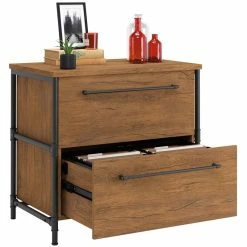 Cheap 🔥 Sauder Iron City 2 Drawer Wooden Lateral File Cabinet In Checked Oak 🎁 -Mobile Sales Store 2118671 3 L