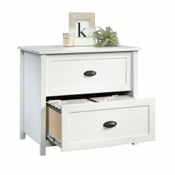 New ✔️ Sauder County Line Engineered Wood 2-Drawer Lateral File Cabinet In Soft White 🎁 -Mobile Sales Store 2148144 2 L