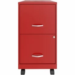 New 🧨 Hirsh Industries LLC Space Solutions 18in 2 Drawer Metal Mobile Smart Vertical File Cabinet Red 🥰