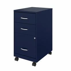 Best deal 🎉 Hirsh Industries LLC Space Solutions 18in 3 Drawer Metal Mobile Cabinet Ball Bearing Slide Navy 😉 -Mobile Sales Store 2151919 2 L