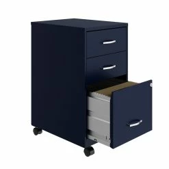 Best deal 🎉 Hirsh Industries LLC Space Solutions 18in 3 Drawer Metal Mobile Cabinet Ball Bearing Slide Navy 😉 -Mobile Sales Store 2151919 3 L