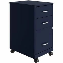 Best deal 🎉 Hirsh Industries LLC Space Solutions 18in 3 Drawer Metal Mobile Cabinet Ball Bearing Slide Navy 😉