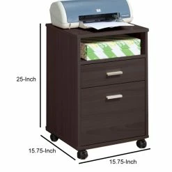 Best reviews of 🤩 Benjara 15.75" Modern Wood Mobile Storage File Cabinet In Dark Brown ✨ -Mobile Sales Store 2196465 4 L