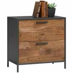 Flash Sale 👍 Sauder Boulevard Cafe Lateral File Cabinet With Storage In Vintage Oak Finish 😍 -Mobile Sales Store 2205883 10 L