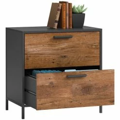 Flash Sale 👍 Sauder Boulevard Cafe Lateral File Cabinet With Storage In Vintage Oak Finish 😍 -Mobile Sales Store 2205883 2 L
