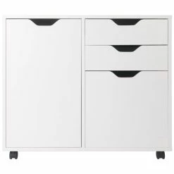 Budget 🌟 Winsome Halifax 2 Section Wooden Mobile Storage File Cabinet In White 😀 -Mobile Sales Store 2258859 12 L