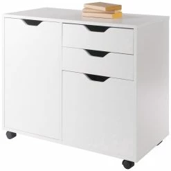 Budget 🌟 Winsome Halifax 2 Section Wooden Mobile Storage File Cabinet In White 😀 -Mobile Sales Store 2258859 16 L