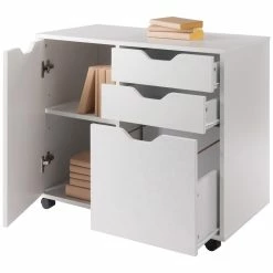 Budget 🌟 Winsome Halifax 2 Section Wooden Mobile Storage File Cabinet In White 😀 -Mobile Sales Store 2258859 17 L