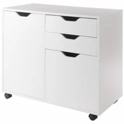 Budget 🌟 Winsome Halifax 2 Section Wooden Mobile Storage File Cabinet In White 😀