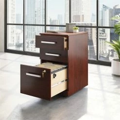 Wholesale 👍 Sauder Affirm Engineered Wood 3-Drawers Mobile File Cabinet (Assembled) Cherry 👏 -Mobile Sales Store 2275127 3 L