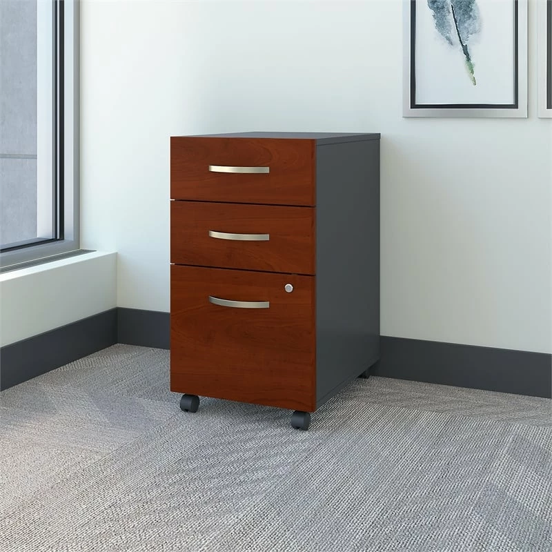 Outlet π BBF Series C 3 Drawer Mobile File Cabinet In Hansen Cherry - Engineered Wood π 2 Outlet π BBF Series C 3 Drawer Mobile File Cabinet In Hansen Cherry - Engineered Wood π - Image 2