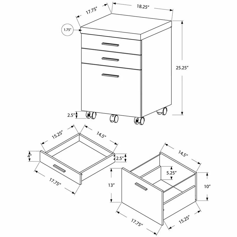 New β Home Square 3 Drawer Vertical Mobile Filing Cabinet Set In Gray (Set Of 2) π 3 New β Home Square 3 Drawer Vertical Mobile Filing Cabinet Set In Gray (Set Of 2) π - Image 3