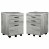 New ⌛ Home Square 3 Drawer Vertical Mobile Filing Cabinet Set In Gray (Set Of 2) 😀