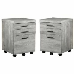 New β Home Square 3 Drawer Vertical Mobile Filing Cabinet Set In Gray (Set Of 2) π