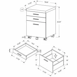 Best Pirce ❤️ Home Square 3 Drawer Vertical Mobile Filing Cabinet Set In Taupe Gray (Set Of 2) 🎉 -Mobile Sales Store 2366693 2 L