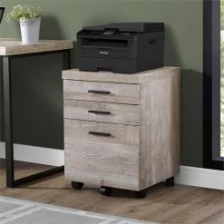 Best Pirce ❤️ Home Square 3 Drawer Vertical Mobile Filing Cabinet Set In Taupe Gray (Set Of 2) 🎉 -Mobile Sales Store 2366693 3 L