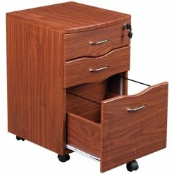 Buy 😉 Home Square 3 Drawer Mobile Filing Cabinet Set In Mahogany (Set Of 2) 😀 -Mobile Sales Store 2375713 4 L