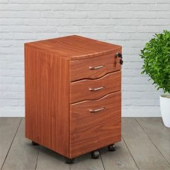 Buy 😉 Home Square 3 Drawer Mobile Filing Cabinet Set In Mahogany (Set Of 2) 😀 -Mobile Sales Store 2375713 5 L