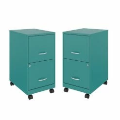 Cheap ✨ Home Square 2 Drawer Metal Mobile Filing Cabinet Set In Turquoise (Set Of 2) ❤️